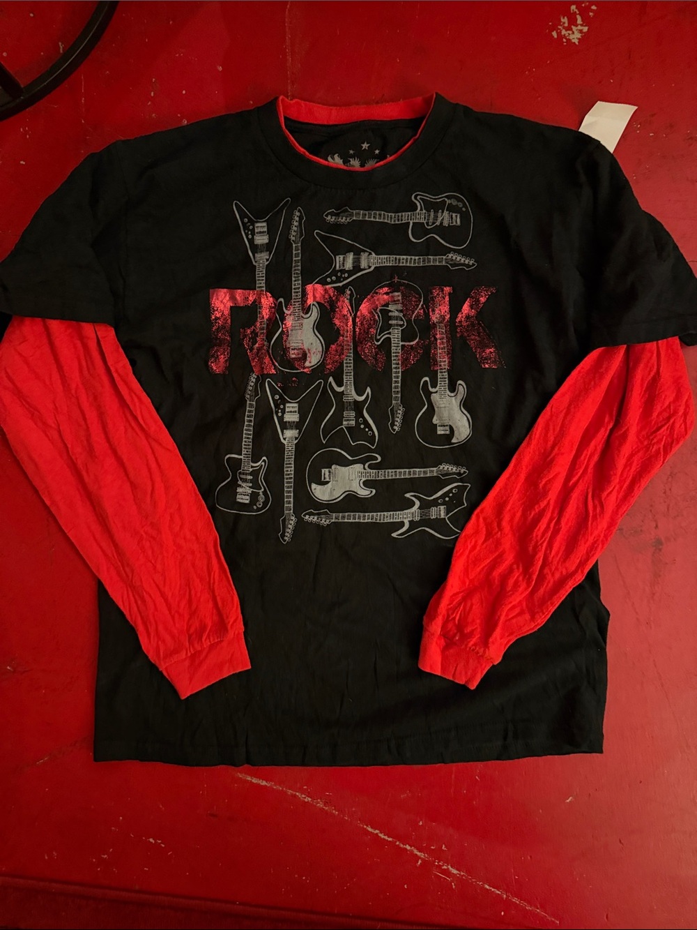Black & Red 'Rock' Guitar Layered- alt Look Tee